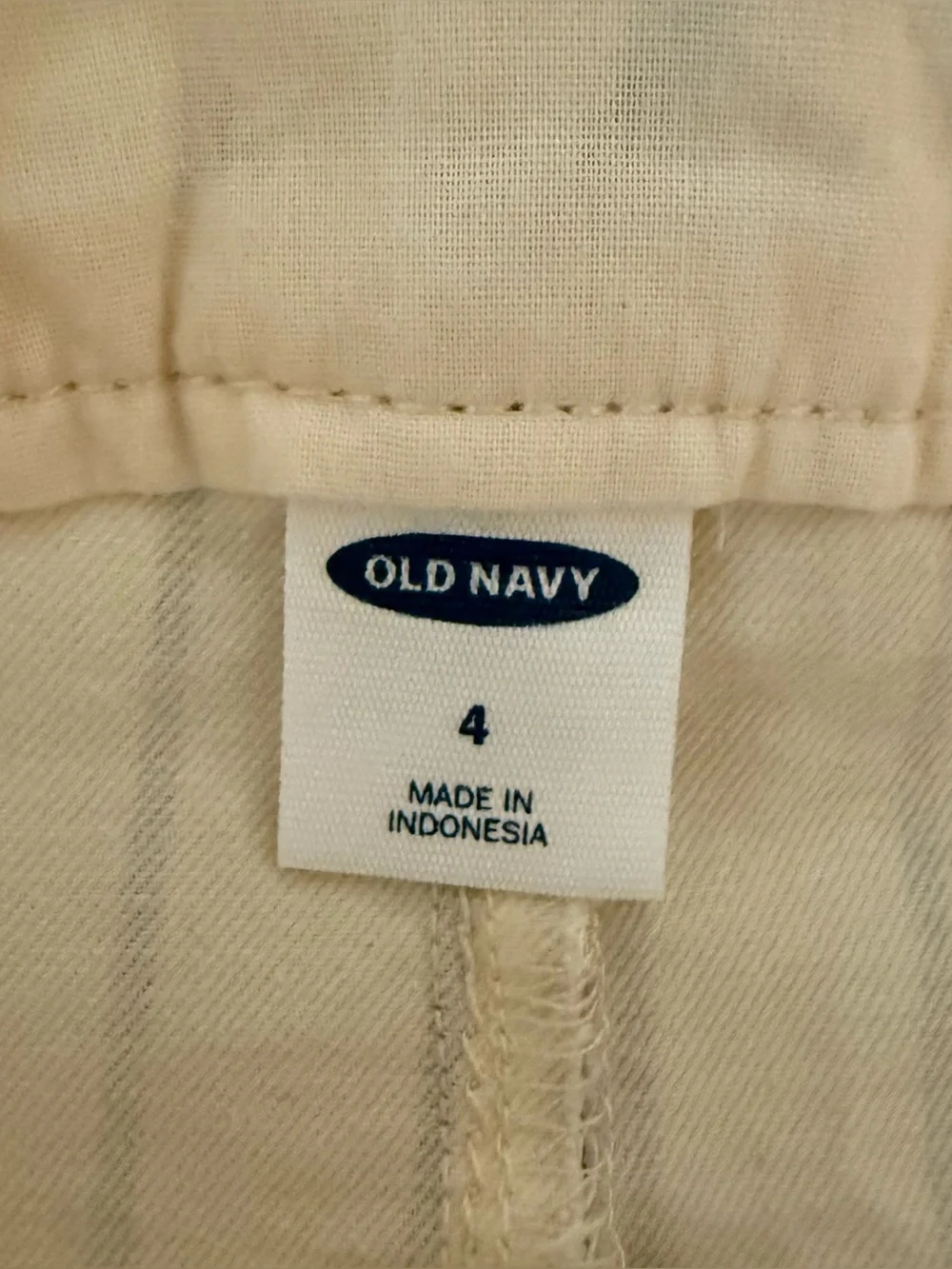 Old Navy Cream and Navy Logo Cotton Top
